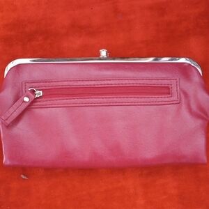 Chic Red Leather Wristlet Clutch